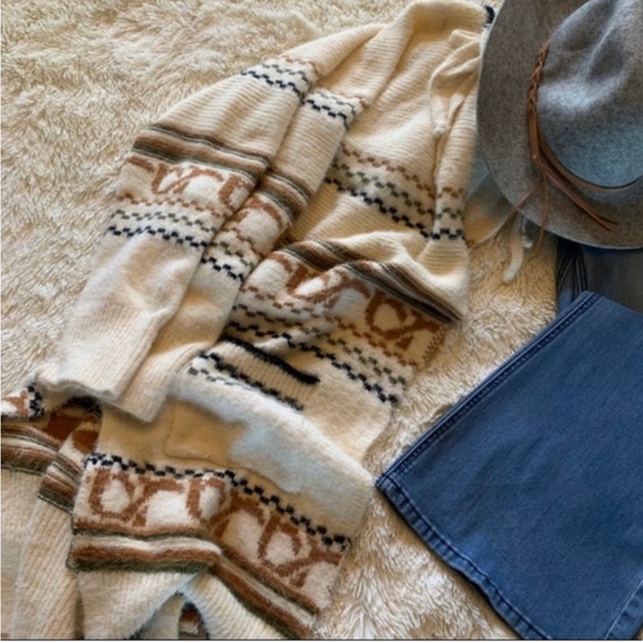 New Cozy Oversized Hooded Pocketed Long Cardigan Sweater Coat Western Boho - Picture 3 of 3